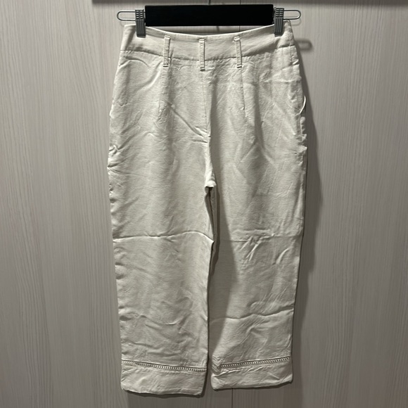 Club Monaco Womens Size 00 straight leg crop pants linen blend fully lined capri - Picture 7 of 9